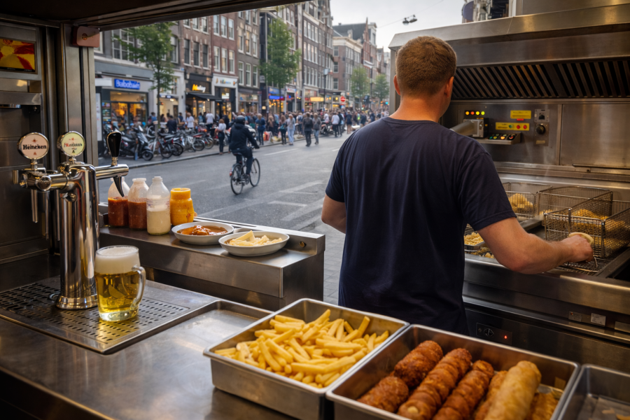 Cafetaria-snackbar ter overname in Noord-Holland — A locatie Amsterdam Horeca 1 vergunning €800.000,-